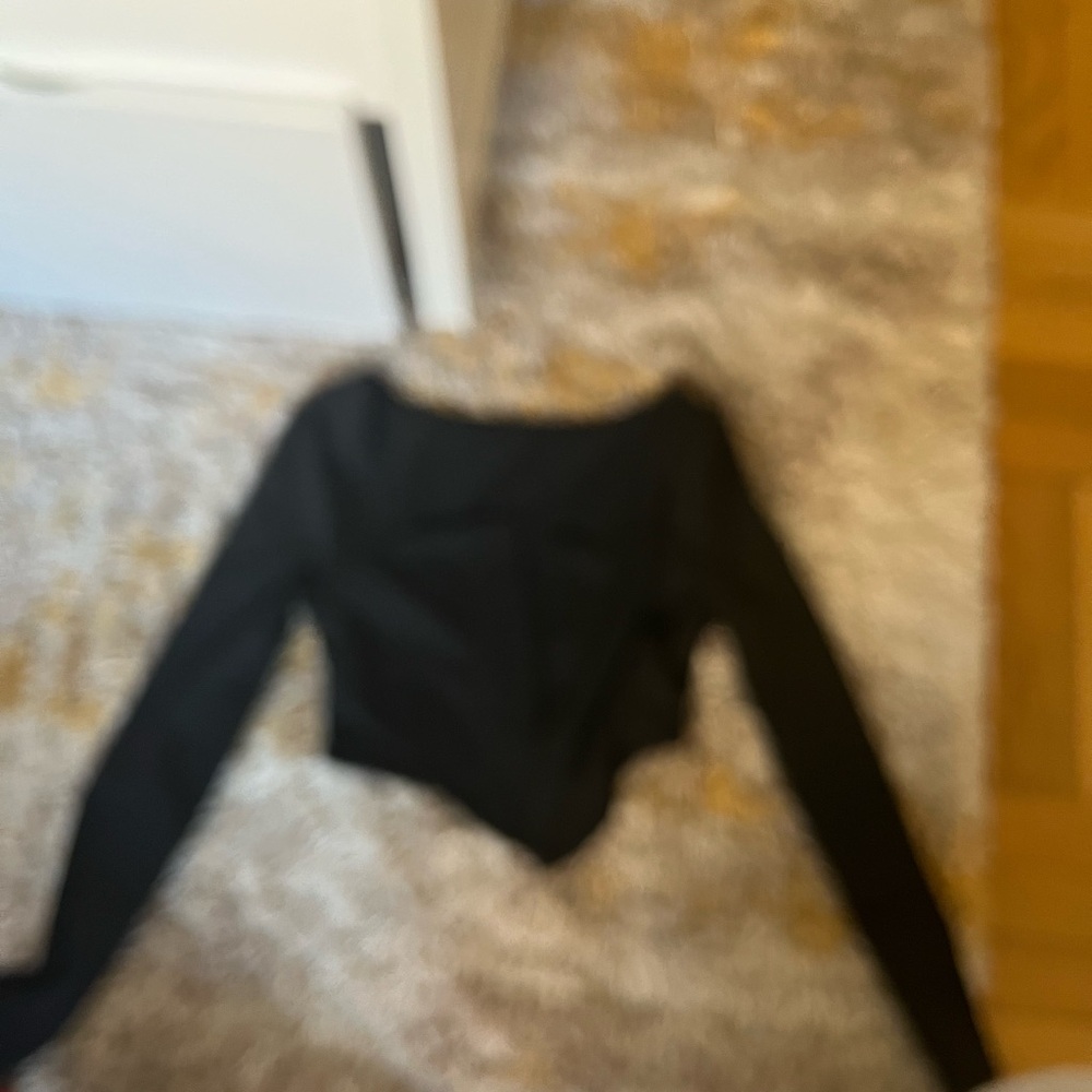 SHEIN Black Long Sleeve Soft Corset Top